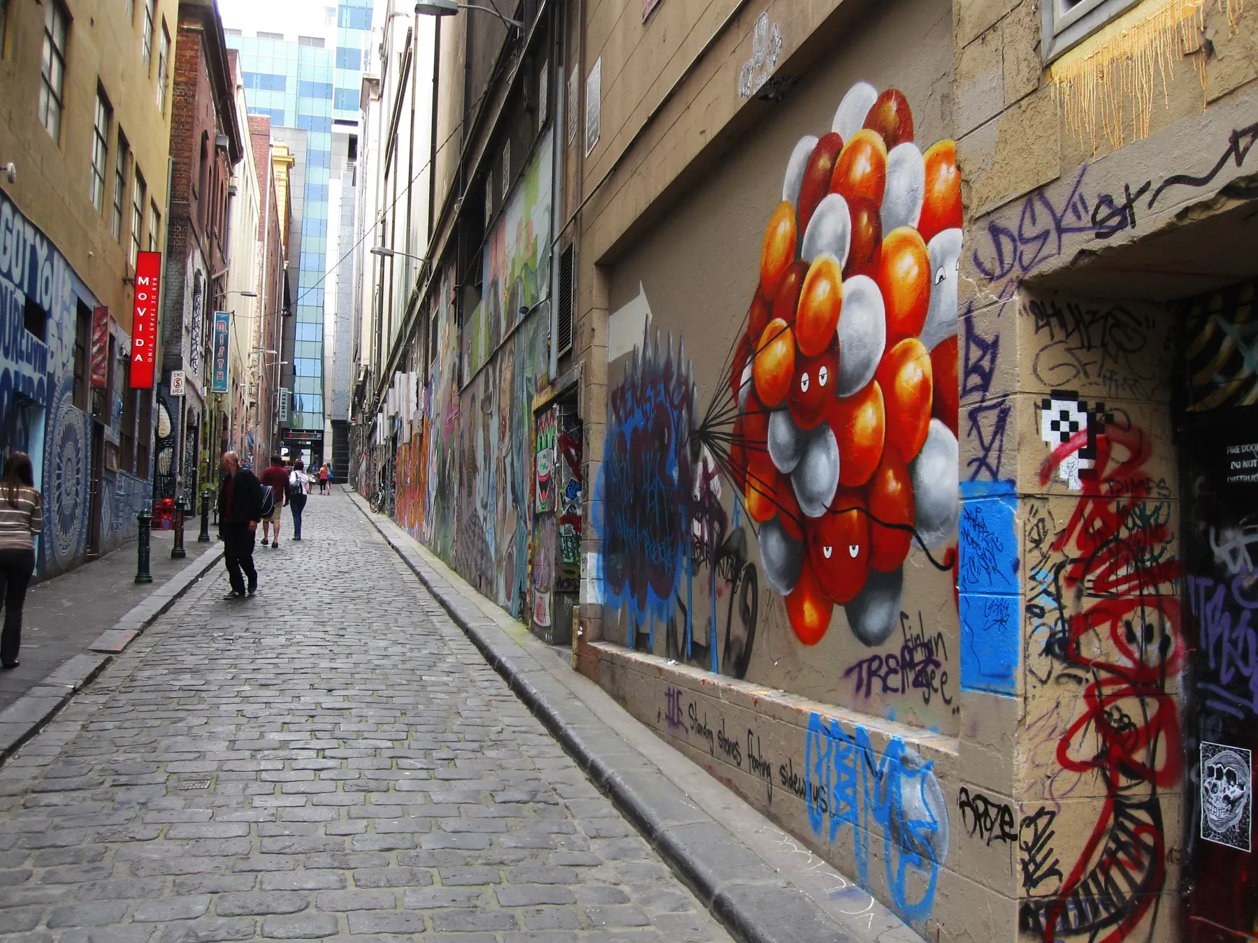 Painted walls in Hosier Lane, a public laneway in Melbourne’s CBD