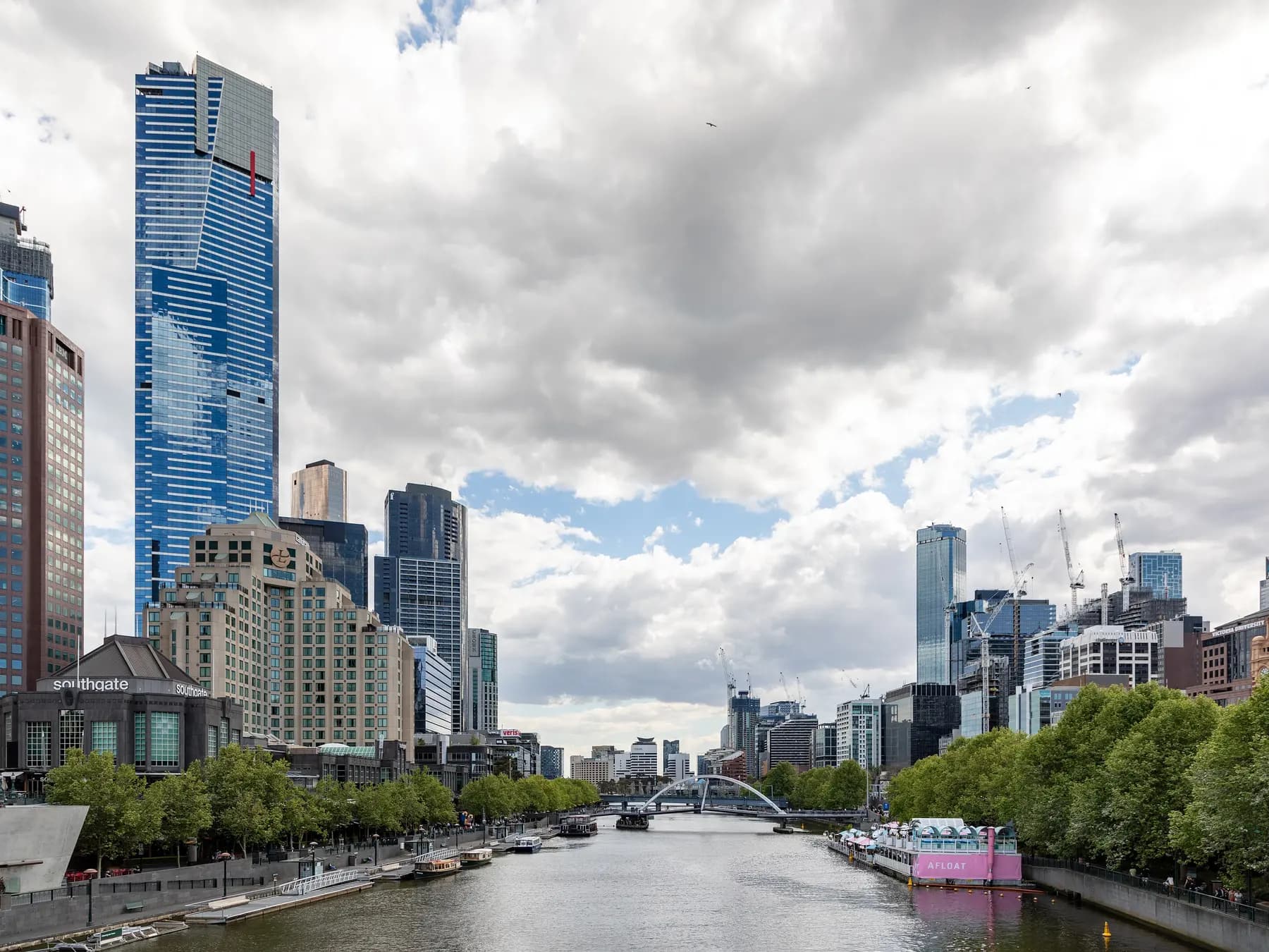 The Yarra River and central Melbourne from a Southbank vantage
